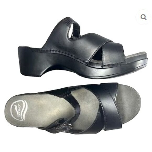 Dansko Sandals‎ Women's Size 9.5 - 10 Black Sela Cross Strap Slide - Picture 2 of 14